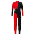 thumbnail image 2 of iiniim Kids Girls Long Sleeve Turtleneck Unitards Jumpsuit One Piece Full Body Gymnastic Bodysuit Dance Costume Black&Red 14, 2 of 7