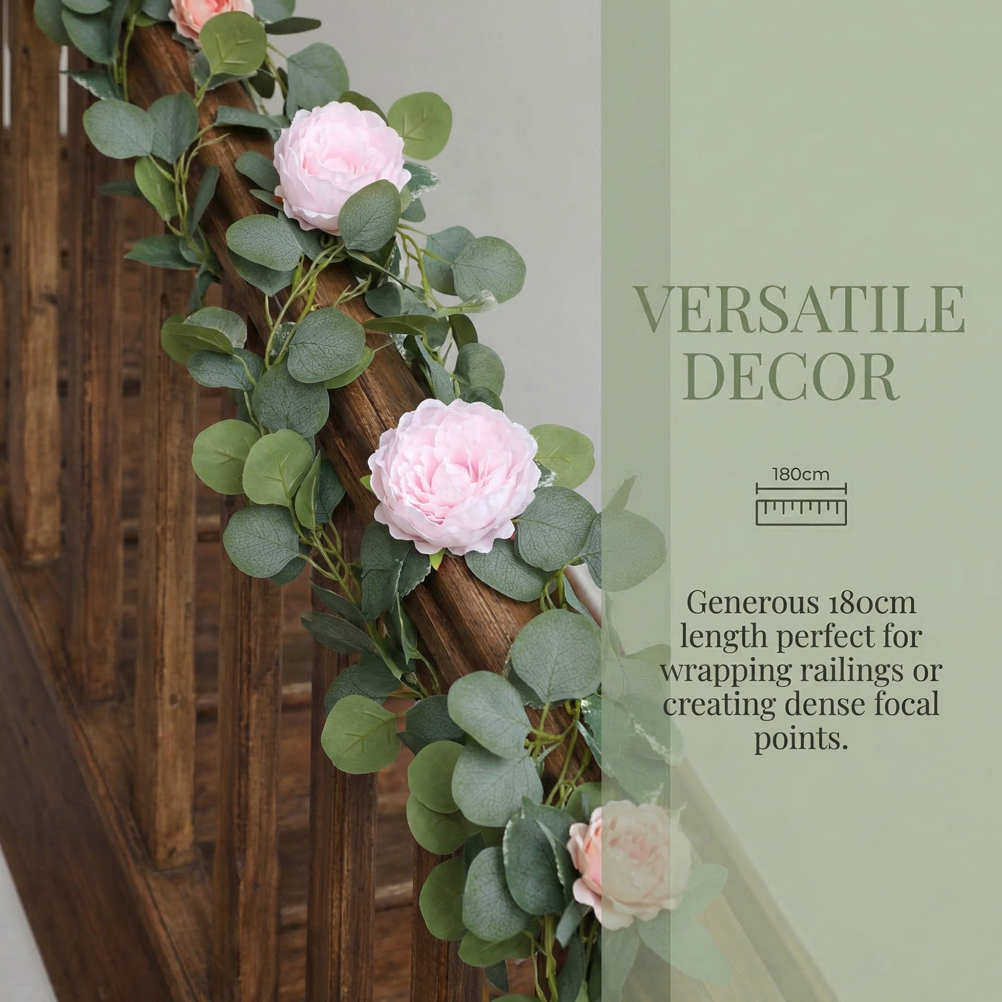 Unique Bargains Artificial Eucalyptus Garland Faux Flower Vine Pink 71inch