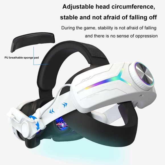 Diadema de carga para Meta Quest 3 con batería de 8000 mAh para prolongar el tiempo de juego, luces RGB de colores y accesorios de repuesto