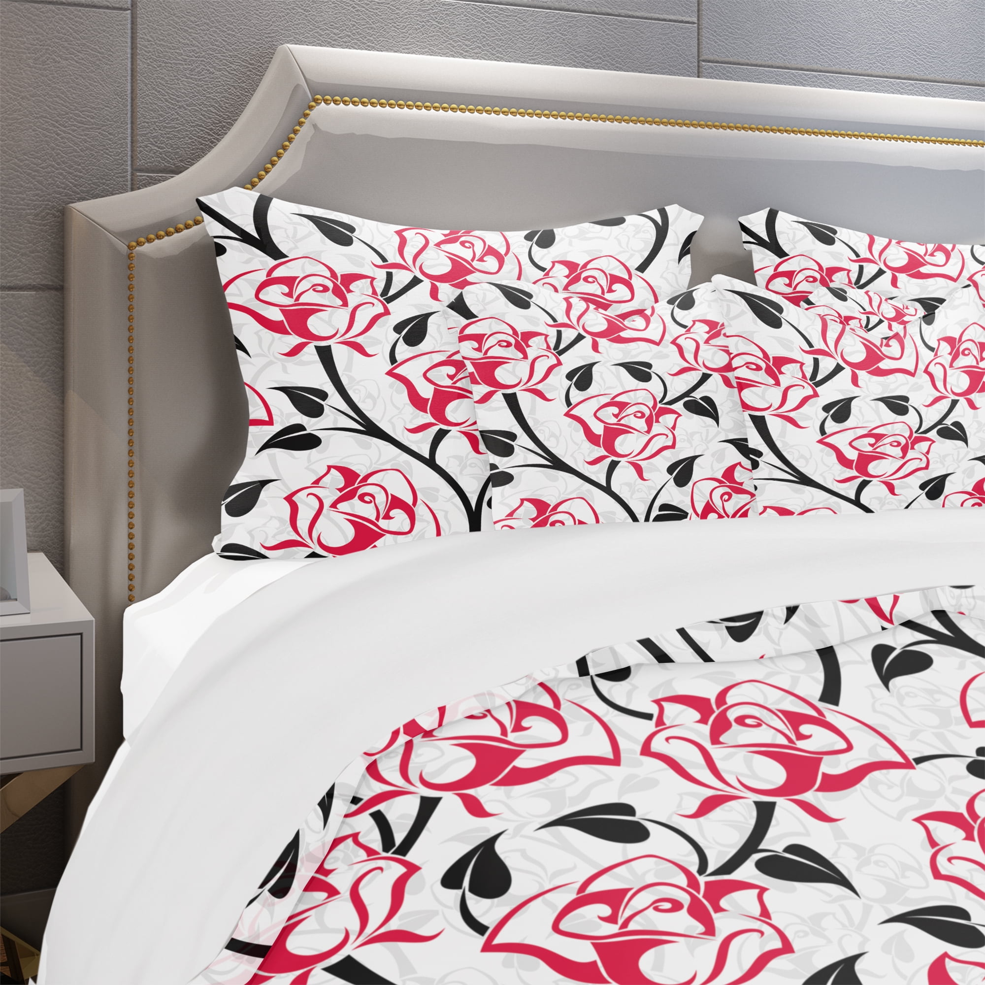 Designart 'Pattern with Roses' Modern & Contemporary Duvet Cover Set