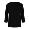 thumbnail image 5 of Otntypg Womens 3/4 Length Sleeve Tops Trendy Crew Neck Textured T Shirts Solid Basic Blouses Dressy Casual Loose Fit Tunic Tee Shirt Black XXL, 5 of 7
