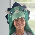 thumbnail image 2 of Your Zone Kids Green Dinosaur Glow in the Dark Hooded Throw, 40" x 50", 2 of 5