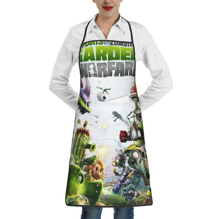 

Plants Vs Zombies Kitchen Cooking Aprons Adjustable Bib Soft Chef Apron with 2 Pockets for Men Women