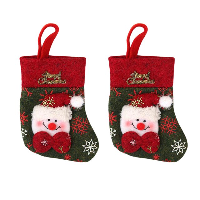 2xRetro Calcetín de Navidad Árbol de Navidad Decoración colgante Cubiertos colgantes Macarena Tela no tejida Xas Stocking