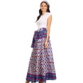 thumbnail image 4 of Sakkas Asma Convertible Traditional Wax Print Adjustable Strap Maxi Skirt | Dress - 8-WhitePurple - One Size Regular, 4 of 5
