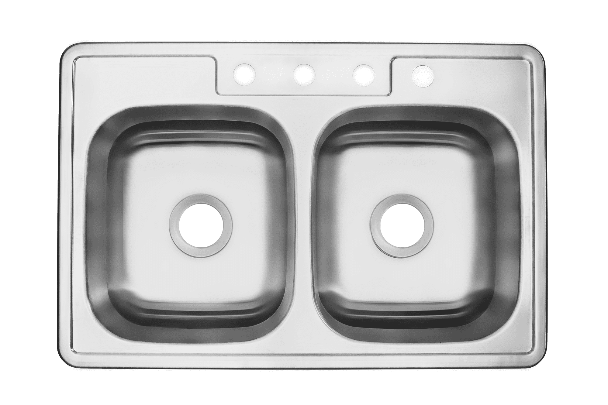Magnolia Sinks Kitchen Sink Stainless Steel Drop In Top Mount 33" x 22", 4 hole (33 inch Drop-in Topmount 50/50 Double Bowl with Strainers) Self Rimming