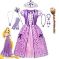 thumbnail image 2 of Vestido de princesa Rapunzel para niñas de Disney, disfraz de Cosplay de Sofía elegante enredado de verano para niños, ropa de fiesta de cumpleaños y Carnaval, 6-7T Gao Jinjia LED, 2 of 2