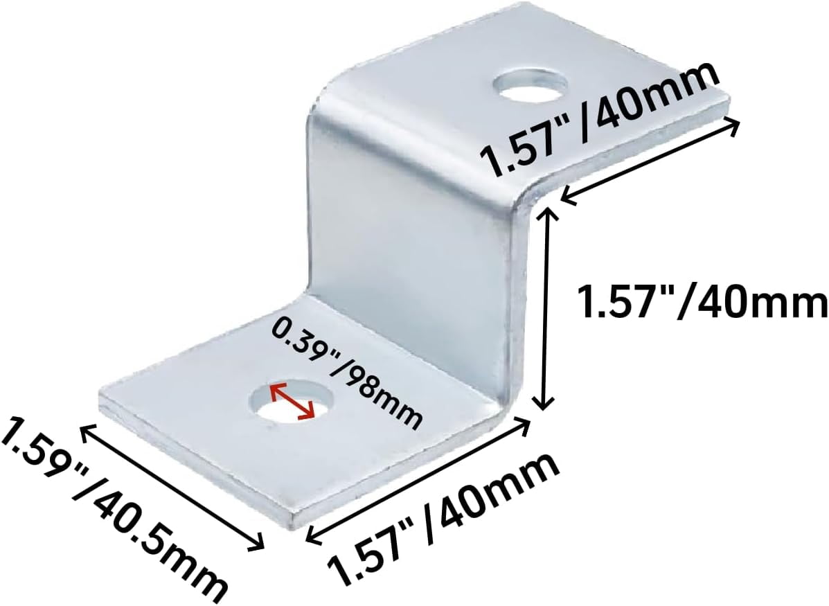8-Piece Heavy Duty Reinforced Double Hole Installation Brackets, For 1.57 Inch x 1.57 Inch Grooves, Electro-Galvanized
