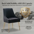 thumbnail image 6 of Restworld Set of 6 Dining Chairs , Modern Upholstered Dining Chairs with Gold Metal Legs,Tufted Dining Chairs for Living Room, Bedroom, Kitchen,Black, 6 of 8
