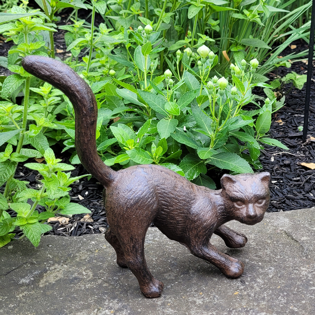 Cast Iron Playful Cat Door Stop Metal Stopper Outdoor Yard Art Patio Garden Statue Halloween Home Decor