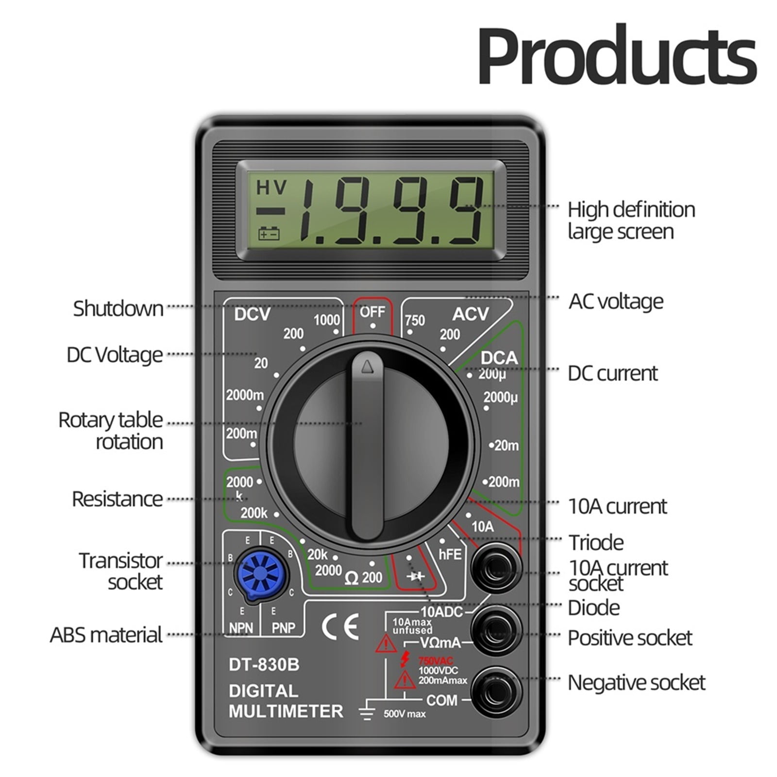Multimeter Tester Handheld Multimetre Digital Multimeters Professional Multi Meter Multimetro Ohm Maltimeter Tools ,Battery Test