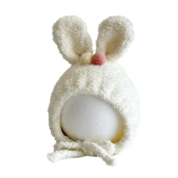 Yiran White Baby Bunny Ear Knit Beanie Cute Newborn Warm Hat
