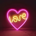 thumbnail image 5 of Luz de neón LED de corazón, luz decorativa de noche, decoración de pared para dormitorio, sala de estar, habitación de niños, fiesta de boda, Navidad (corazón rosa-amor), 5 of 5