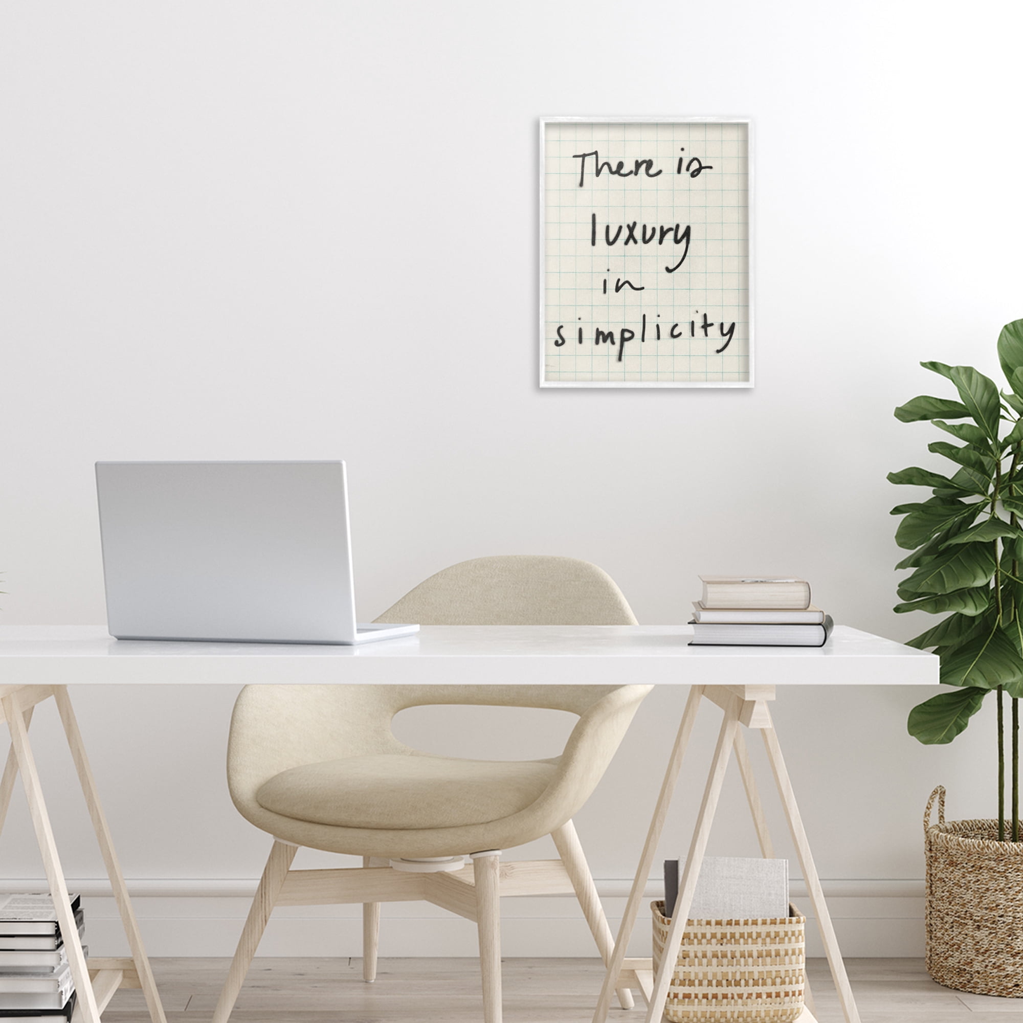 Stupell Industries Luxury In Simplicity Scrawl White Framed Giclee Art, design by Victoria Barnes
