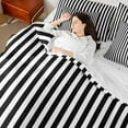 thumbnail image 3 of Manfei Geometric Vertical Stripe Twin Bedding Sets 7pcs, Boys White Black Bedding Comforter Set, Minimalist Simple Art Sheet Sets, Super Cozy Room Decor, 3 of 8