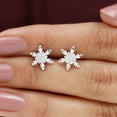 thumbnail image 4 of Rosec Jewels Elegant Moissanite Stud Earrings for Women, Snowflake Earrings (D-VS1 Quality), 925 Sterling Silver, 4 of 9