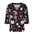 thumbnail image 6 of Cxenplz Women's Blouses 3/4 Sleeve Summer Dressy Print Tunic Tops Casual Trendy Going Out V Neck Blouse T-Shirts, 6 of 6