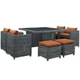 thumbnail image 2 of Modway Summon 9-Piece Rattan Patio Dining Set in Canvas Tuscan, 2 of 6