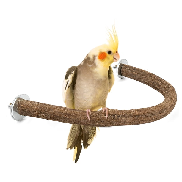 Columpio de percha con soporte de madera natural para pájaros y loros, forma de U La forma única de las perchas proporciona un excelente ejercicio para los pies