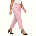 thumbnail image 6 of Cagogo Women Plus Size High Waisted Capri Pants with Pockets Solid Straight Leg Cropped Trousers Elegant Office Casual Summer Lounge Pants, Pink 3XL, 6 of 8