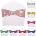 thumbnail image 4 of Zukuco Chair Sashes Bows Sequin Stretchy Spandex Bands One-Sided Sequins Decor for Wedding Party Home Chair Cover Sash Decorations, 4 of 5