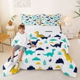 thumbnail image 2 of Metsweet Jungle Dinosaur King Size Comforter Sets 3pcs, Kawaii Animal Dino Comforters King Size, Teal Yellow White,1 Comforter and 2 Pillowcases, 2 of 6