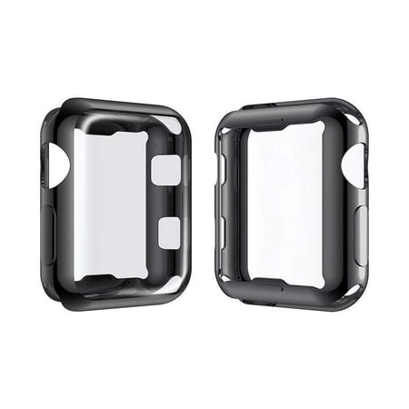 GLiving Series 3 42mm Case for Apple Watch Screen Protector, iWatch Overall Protective Case Clear Ultra-Thin Cover for Apple Watch Series 3 (42mm) Black