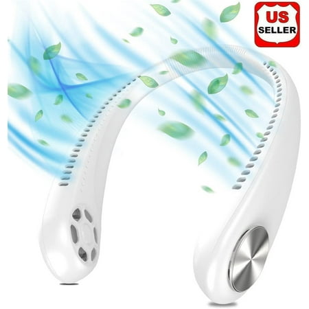 

Portable USB Rechargeable Neckband Dual Cooling Mini Fan Lazy Neck Hanging Style-white