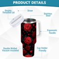 thumbnail image 4 of 30 oz Tumbler With Handle Stainless Steel Insulated Tumbler With Lid for Car Cup Holder Red Roses and Hearts Pattern, 4 of 9
