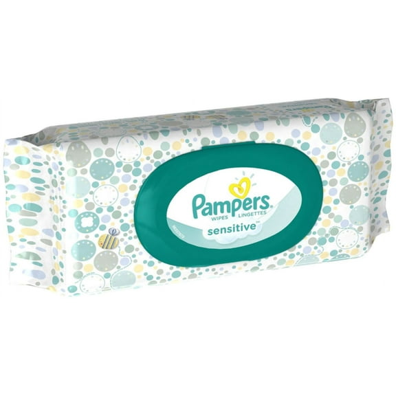 Pampers Baby Wipes Sensitive, W/Fitment, 56 count (Pack of 6)