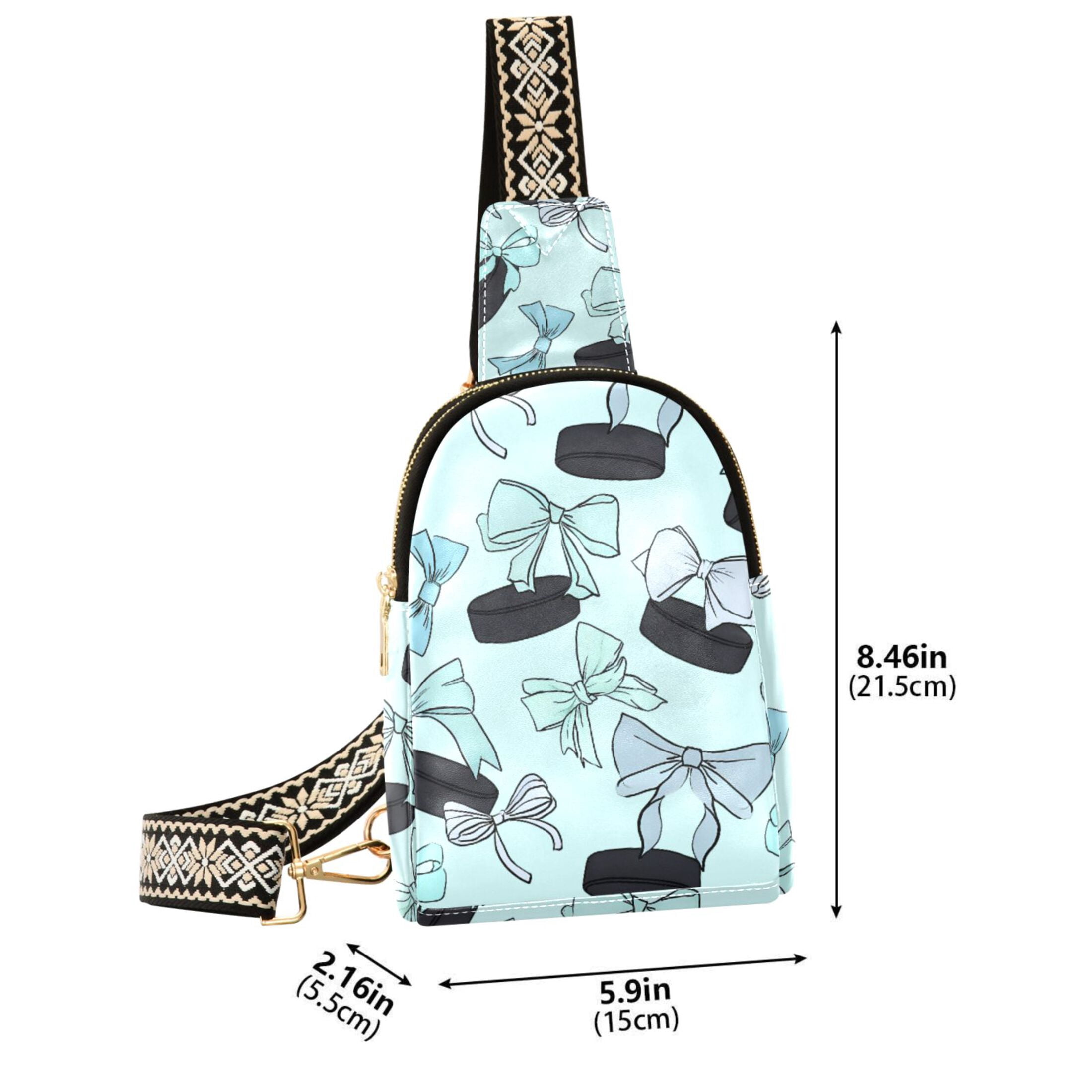 ALAZA Hockey Pucks and Bows Sling Bag for Women Men Waterproof Crossbody Chest Bags
