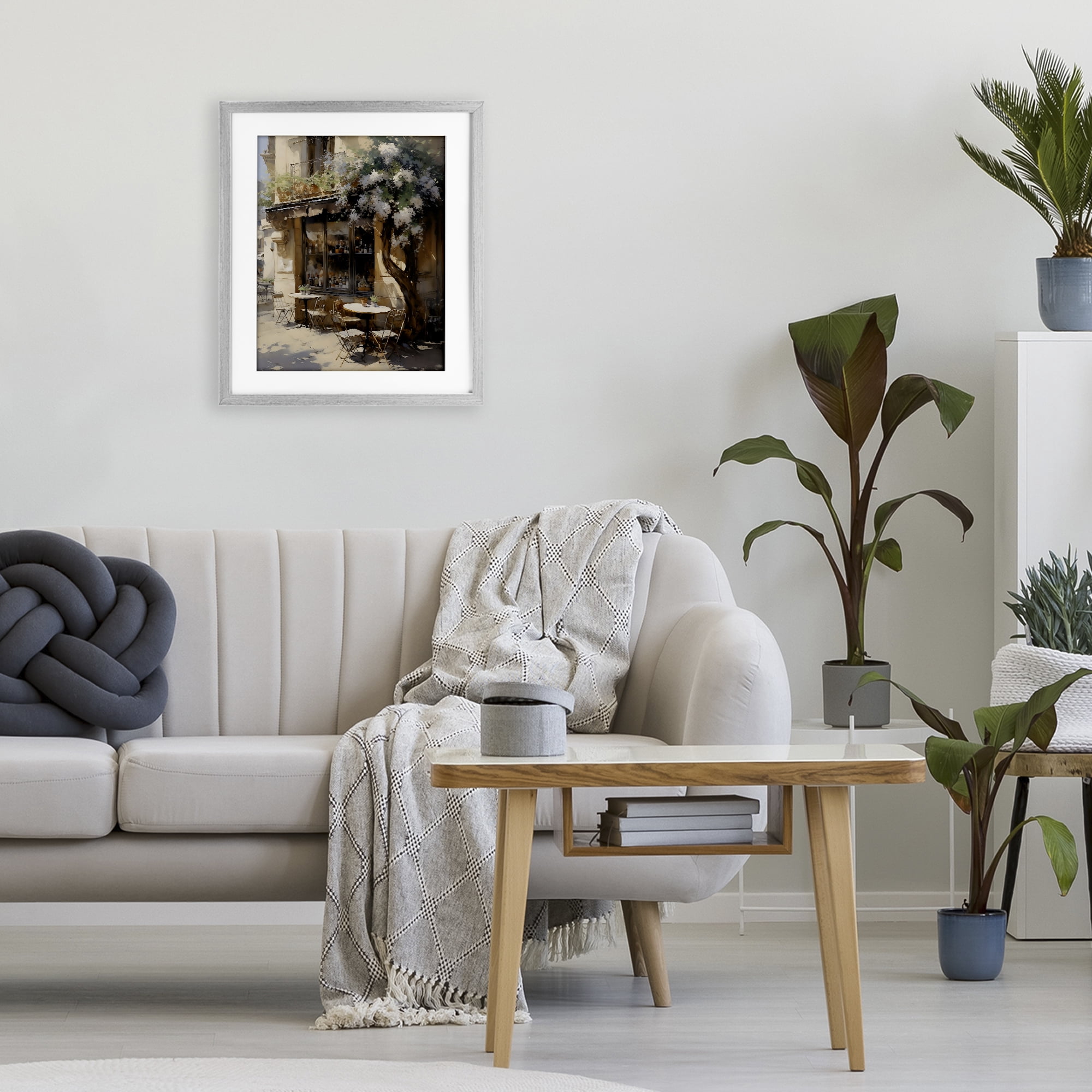 Stupell Industries Sunlit French Cafe Terrace Gray Framed Print Under Glass, design by Creative Studio