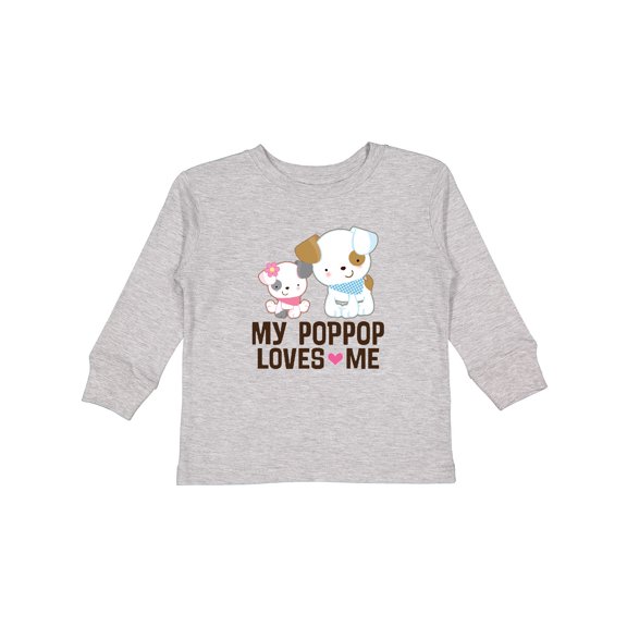 Inktastic My Pop Pop Loves Me Granddaughter Puppy Girls Long Sleeve Toddler T-Shirt