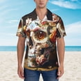 thumbnail image 4 of Lsque Rose Floral Skull pattern Hawaiian Shirt for Men, Unisex Summer Beach Casual Short Sleeve Button Down Shirts-Small, 4 of 9