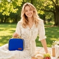 thumbnail image 5 of Lunch Bag, Plain Color Zippered Handheld Insulated Thermal Cooler D Style Bento Box for Work Office Picnic Travel Outdoor Lightweight Durable Food Container 5.91x9.84x7.48in Royal Blue, 5 of 5