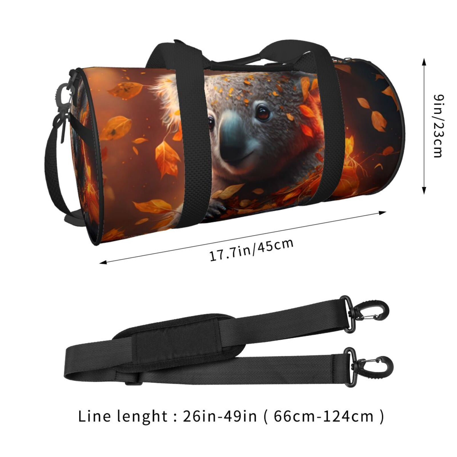 Vsdgher Cute Maple Leaf Koala 45L Foldable Duffel Bag, Sports Gym Bag,Overnight Bag, Portable Weekender Bag for Airplanes