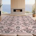 thumbnail image 2 of Design&I 5'x7' Washable Area Rug Pink Symmetrical Ornamental Blush Crisp Detailing Decorative for Guest Room, Lounge, Apartment, Flatweave & Daily Traffic Ready, 2 of 7