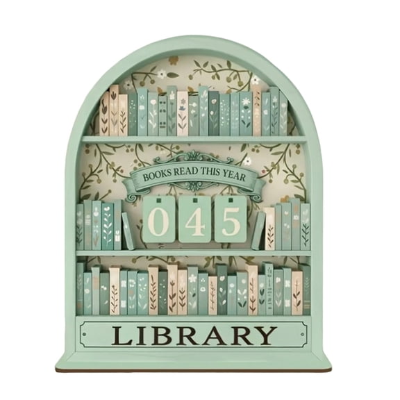 Custom Book Tracker Sign, This Year Book Read Counter for Reading Challenge, Decorative Bookshelf Accessory & Bookish Gift for Librarians, Readers & Teachers Green