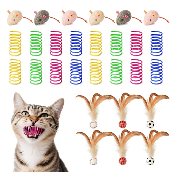 Potaroma 28-Piece Cat Toy Set with Catnip, Interactive Balls, Springs & Feathers for Kittens and Cats of All Ages
