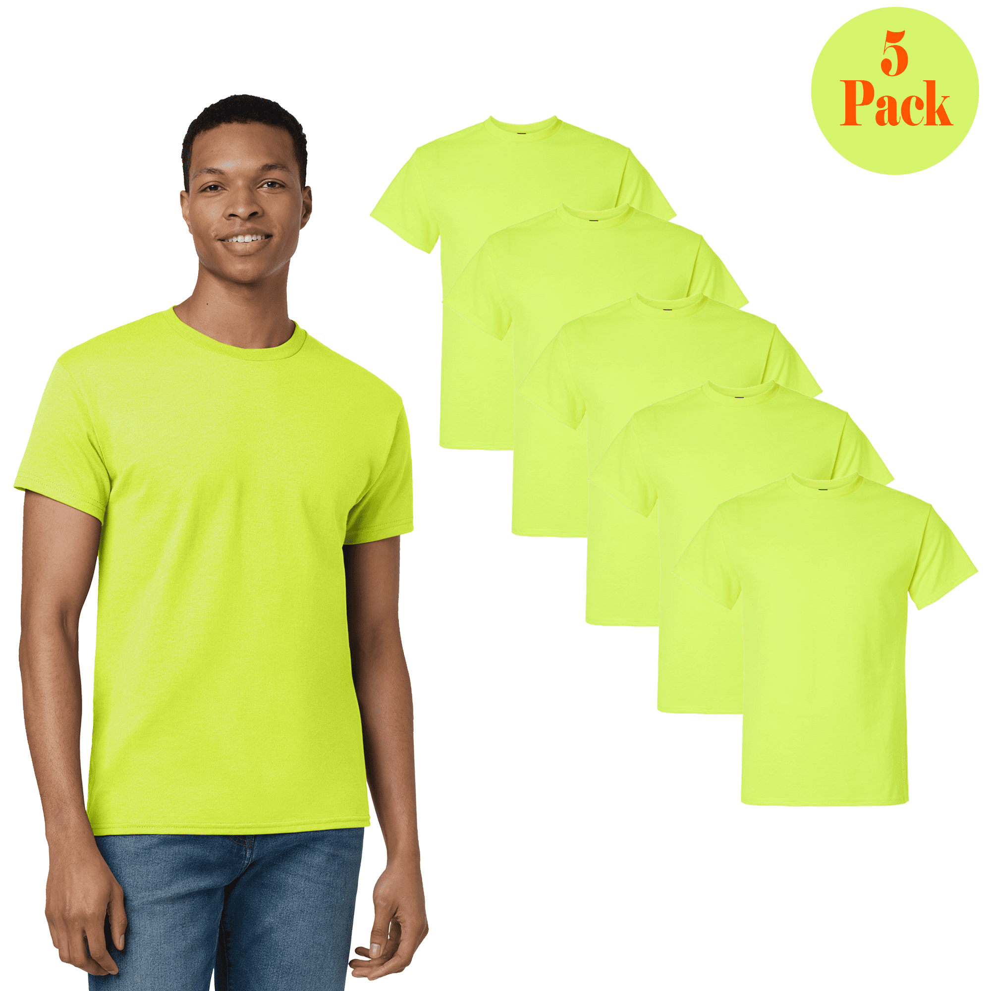 Gildan Hi Vis Safety Short Sleeve Crew Plain Neck, T-shirt 20 Pack