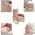 thumbnail image 4 of SYNGAR Modern Accent Rocking Chair, Upholstered Nursery Glider Rocker for Baby and Kids, Comfy Armchair with Side Pockets, Living Room Lounge Arm Chair, High Backrest with Wood Curved Base, Pink, 4 of 13