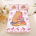 thumbnail image 5 of Erosebridal Pink Bowknot Loves Bed Sheets For Kids,Red Cherries Cute Capybara Animals King Sheets For Capybara Lovers 4-Piece, 5 of 6