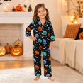 thumbnail image 2 of Hienoo Halloween Graphic Pajama Set For Girls Long Sleeve Buttons Shirts Pants Pajamas 3-14 Years, 2 of 5