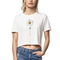 thumbnail image 2 of Busydd Womens Tops Trendy Round Neck Graphic Tees for Women Summer Casual Short Sleeve Crop Tops for Women Comfy Floral Print Cotton Womens T Shirts XL, 2 of 6