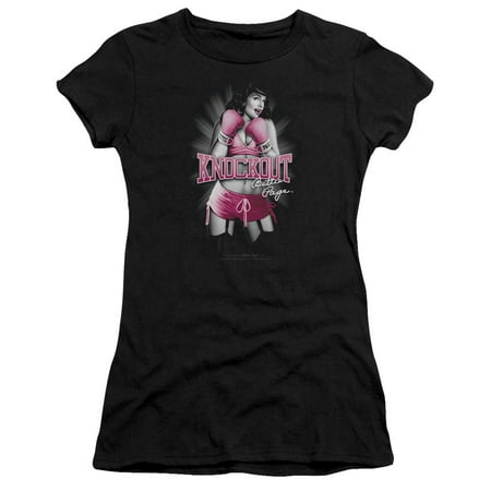Bettie Page - Knockout - Juniors Teen Girls Cap Sleeve Shirt - (Top 10 Best Knockouts)