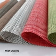 thumbnail image 3 of Placemats, Woven Cross Weave Placemat for Dining Table, PVC Vinyl Kitchen Mat, Set of 4, 12x18 Inches, Dark Grey, 3 of 7