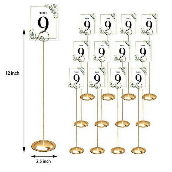 HOHIYA Table Number Holders Stands Card Wedding 12 inch Tall Gold 12pcs