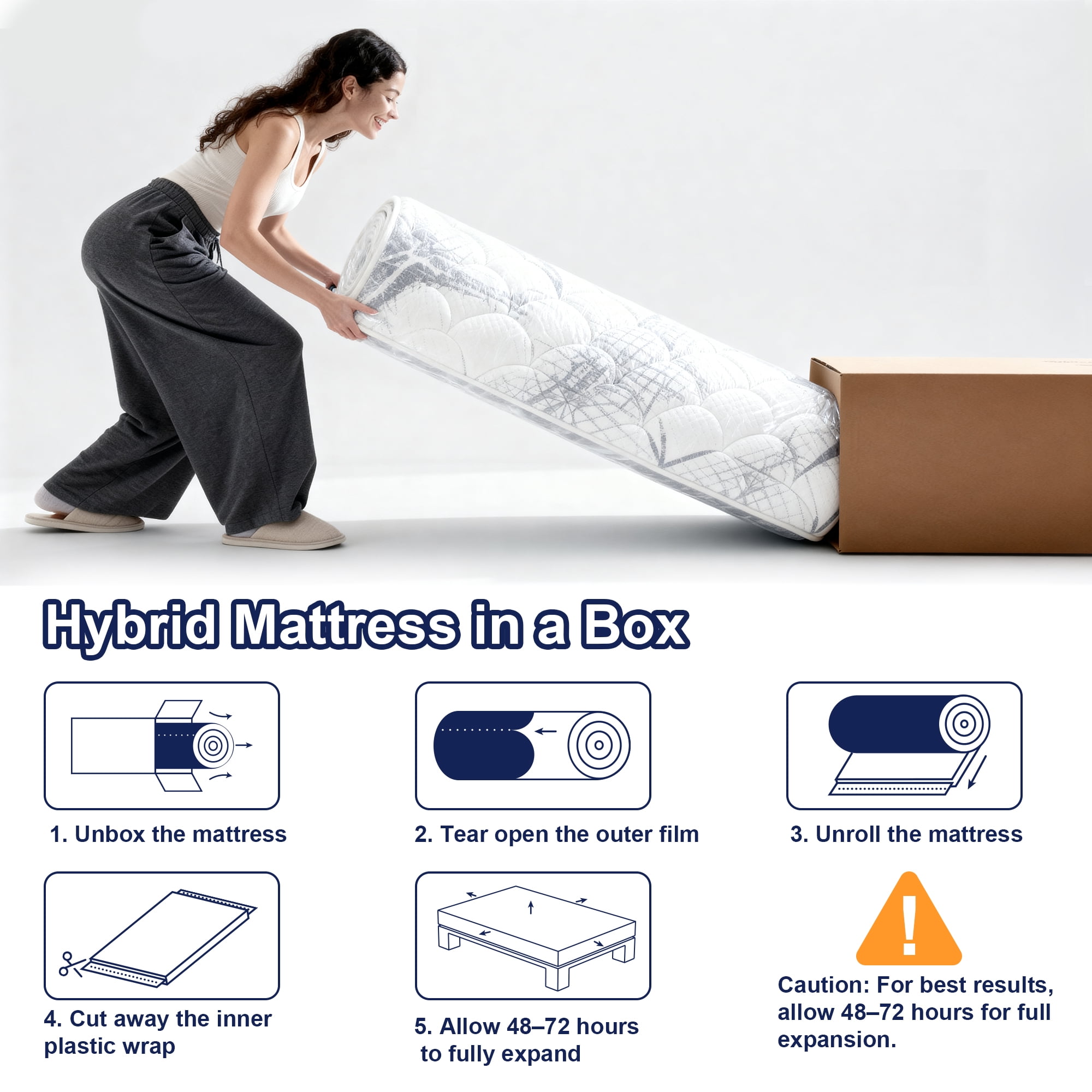 FOLVUTY Queen Mattress 12 inch Hybrid Mattress in a Box, Gel Memory Foam & Chill-Touch Fabric Top, Cooling Sleep, Pressure Relief, CertiPUR-US