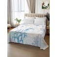 thumbnail image 3 of King Size Flat Sheet Only, Coastal Blue Soft Brushed Microfiber Bed Sheets, Ocean Coral Starfish Jellyfish Seahorse Hotel Quality Breathable Bedding Top Sheet, Easy Care, 105"x98", 3 of 9