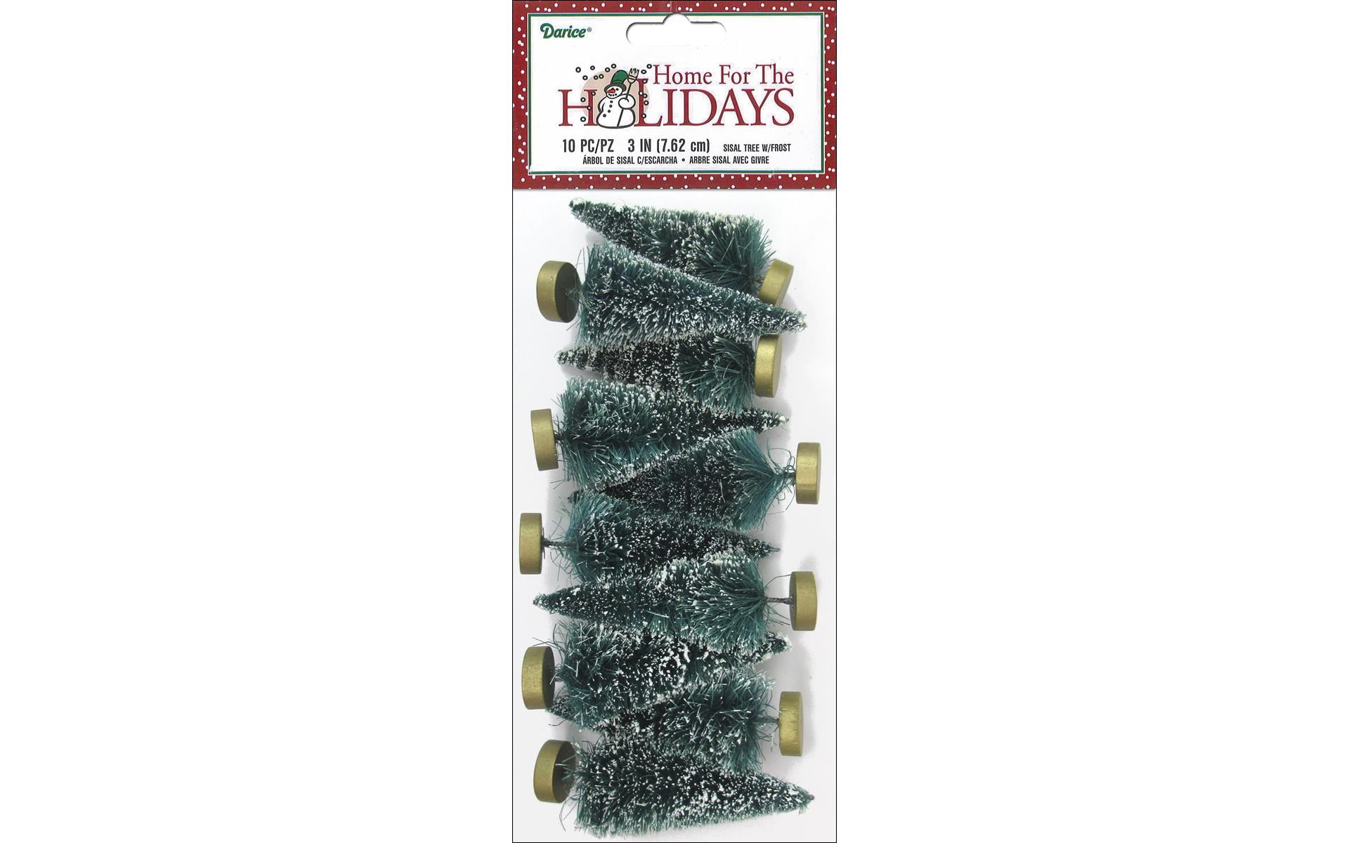 Mini Bottle Brush Trees 3 inch Frosted Trees, 10 pack
